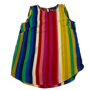 Cynthia Rowley Womens Sleeveless Rainbow Striped Top S Polyester